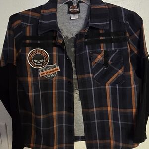 Harley-Davidson Plaid Shirt with Patches For Boys Size 8/10
